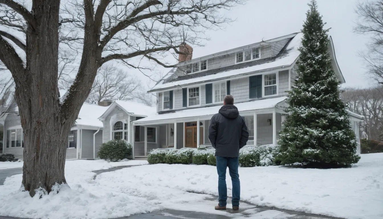 A homeowner checking a leaning tree near their house before asking a provider for help
